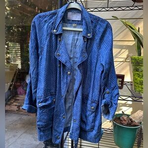 TART COLLECTIONS 100 % Tensil Women’s Jean Lightweight Jacket Cuffed Sleeves XS